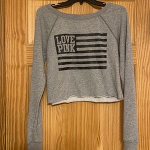 PINK grey cropped crew neck.
